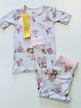 Girls Pink Slumber Party Print Bamboo Set -
